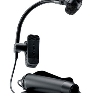 El PGA98H es un micrófono para instrumentos de viento, de calidad profesional y con un diseño discreto y moderno, con rejilla y acabado metálicos de color negro. Cuenta con un cuello de cisne flexible, discreto y robusto, una pinza acoplable al instrument