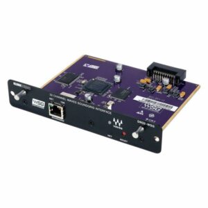 Tarjeta de expansión Para 32 canales de baja latencia AOIP en interfaz de red WAVES Soundgrid para consolas Behringer X32 y Midas M32, Mezcla, grabación y reproducción con Plug-in Soundgrid, Aplicación Soundgrid-Studio para grabación y reproducción de ASIO - 24 Bit PCM - 32 canales de entrada y salida - Aplicación Soundgrid-Studio para grabación y reproducción de ASIO / Core Audio - Frecuencia de muestreo: 44.1 kHz / 48 kHz