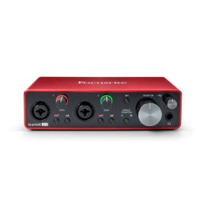 Incluye 2 preamplificadores Focusrite XLR/Linea Neutrik - Control de master - Switch de Phantom power - Selector de nivel de ganancia - construcción metálica robusta - Conexión USB 2.0 - Salida para auriculares - Salidas de linea balanceadas.