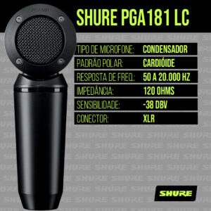 Micrófono SHURE PGA181-LC condensador cardioide de captación lateral (sin cable)