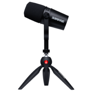 Micrófono SHURE para Podcast MV7 Negro + Trípode Manfrotto PIXI Mini