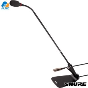 Micrófono SHURE CVG18DRS-B/C cuello de ganso de 45,7 cm con base de sobremesa, botón de mute y anillo luminoso rojo en la parte superior